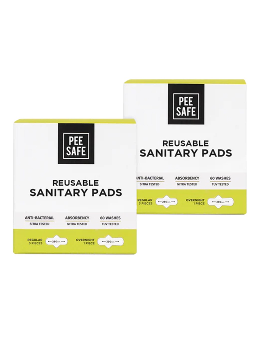 

PEESAFE Set Of 2 Reusable Sanitary Pads- 4 Pad Each, White