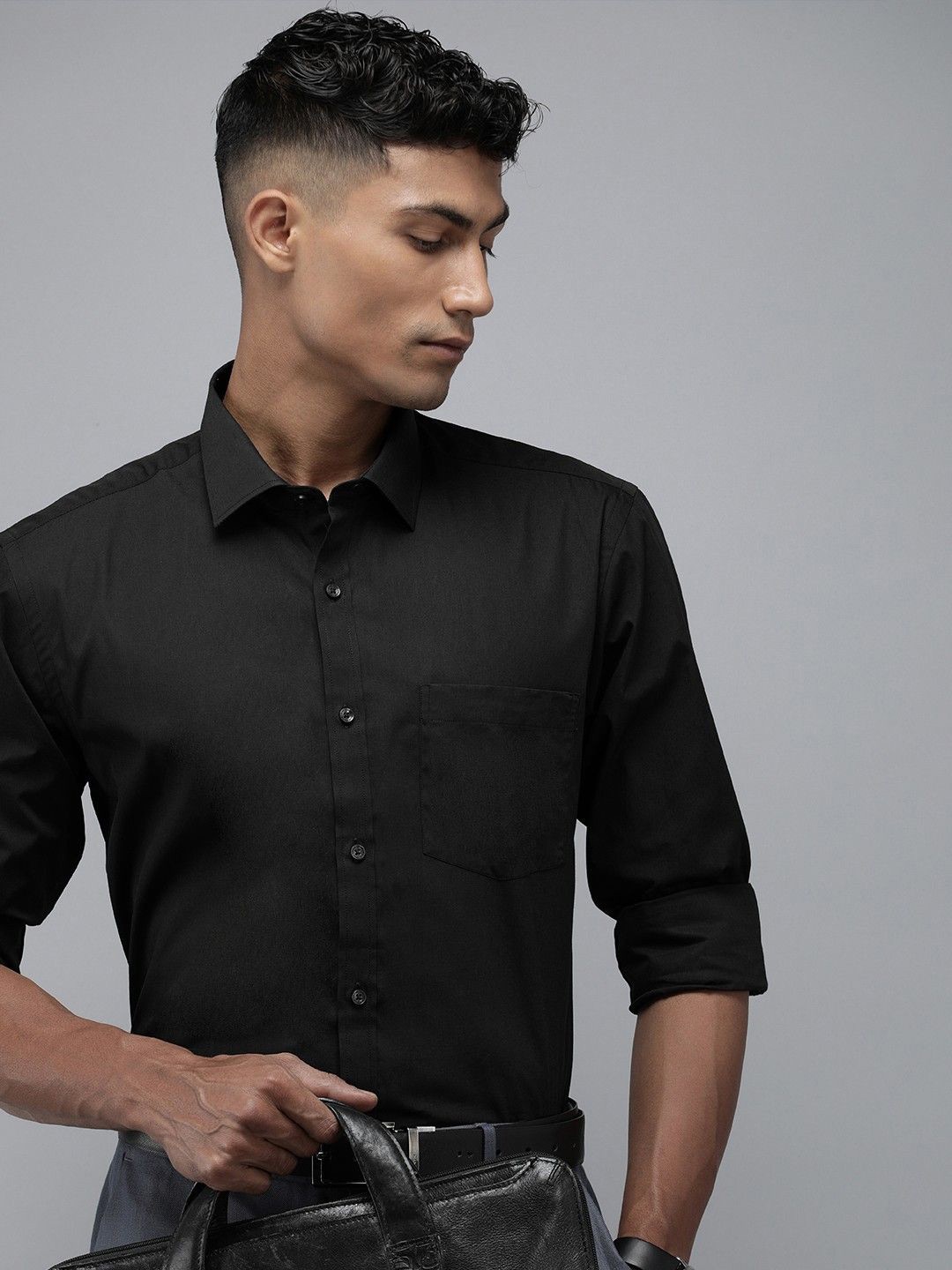 

WHY SO FAB Men Semi Sheer Casual Shirt, Black