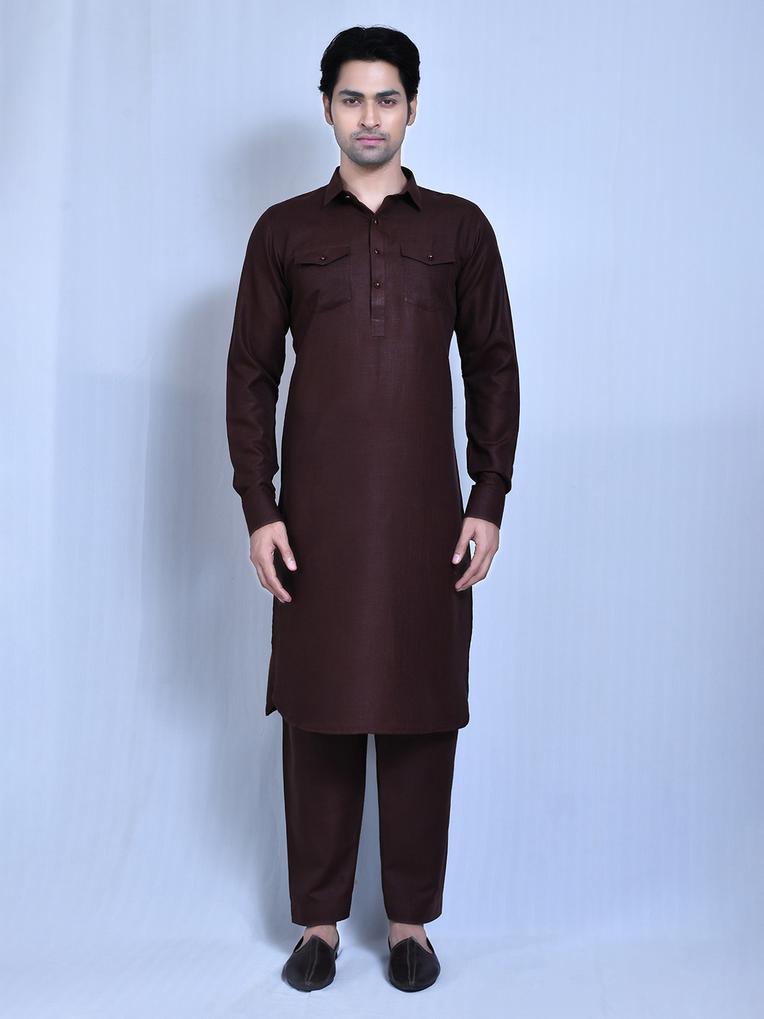 

Aryavir Malhotra Men Regular Pure Cotton Kurta with Trousers, Brown