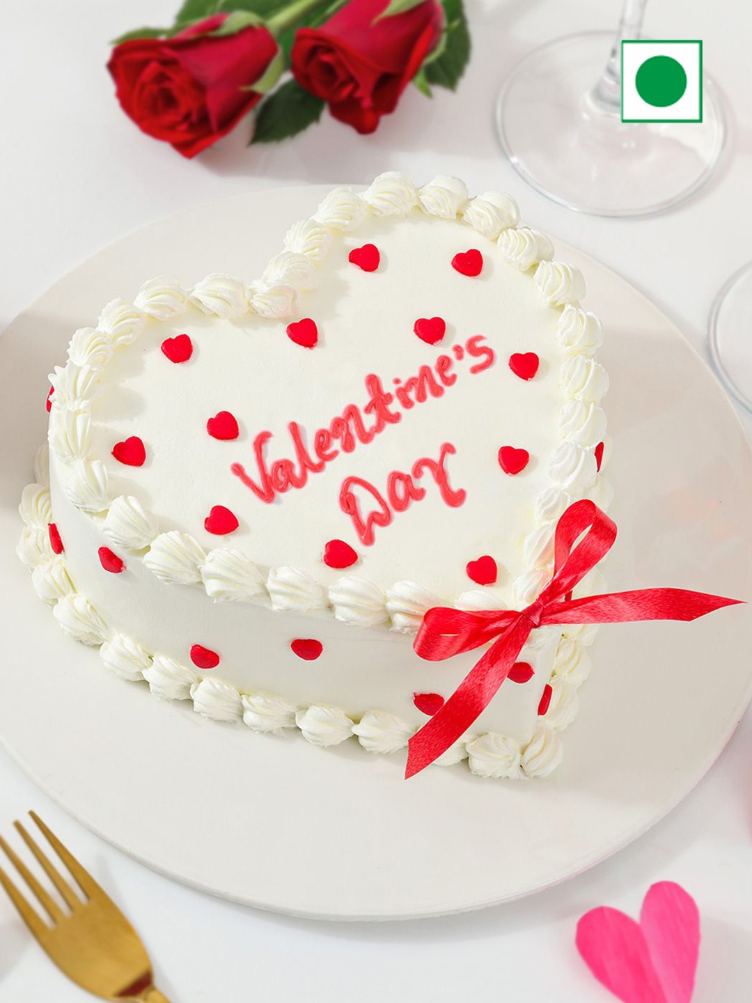 

IGP Pineapple Eggless Heart Shape Cake - 500g, White