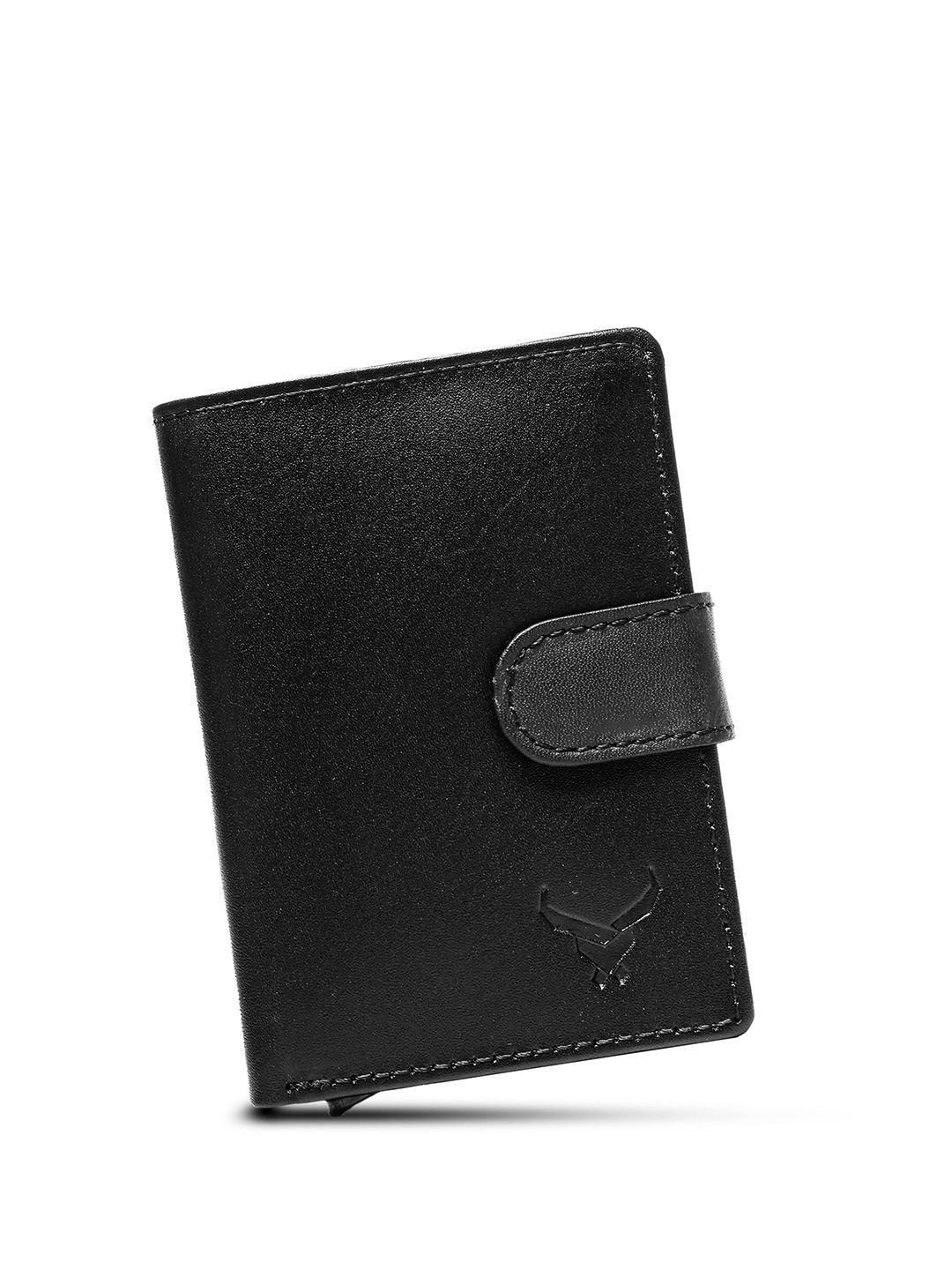 

REDHORNS Unisex Leather Two Fold Wallet, Black