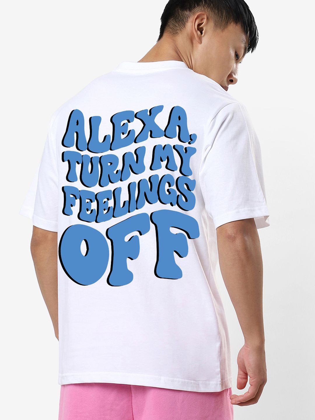 

Bewakoof Men Typography Printed Round Neck Cotton Oversized T-shirt, White