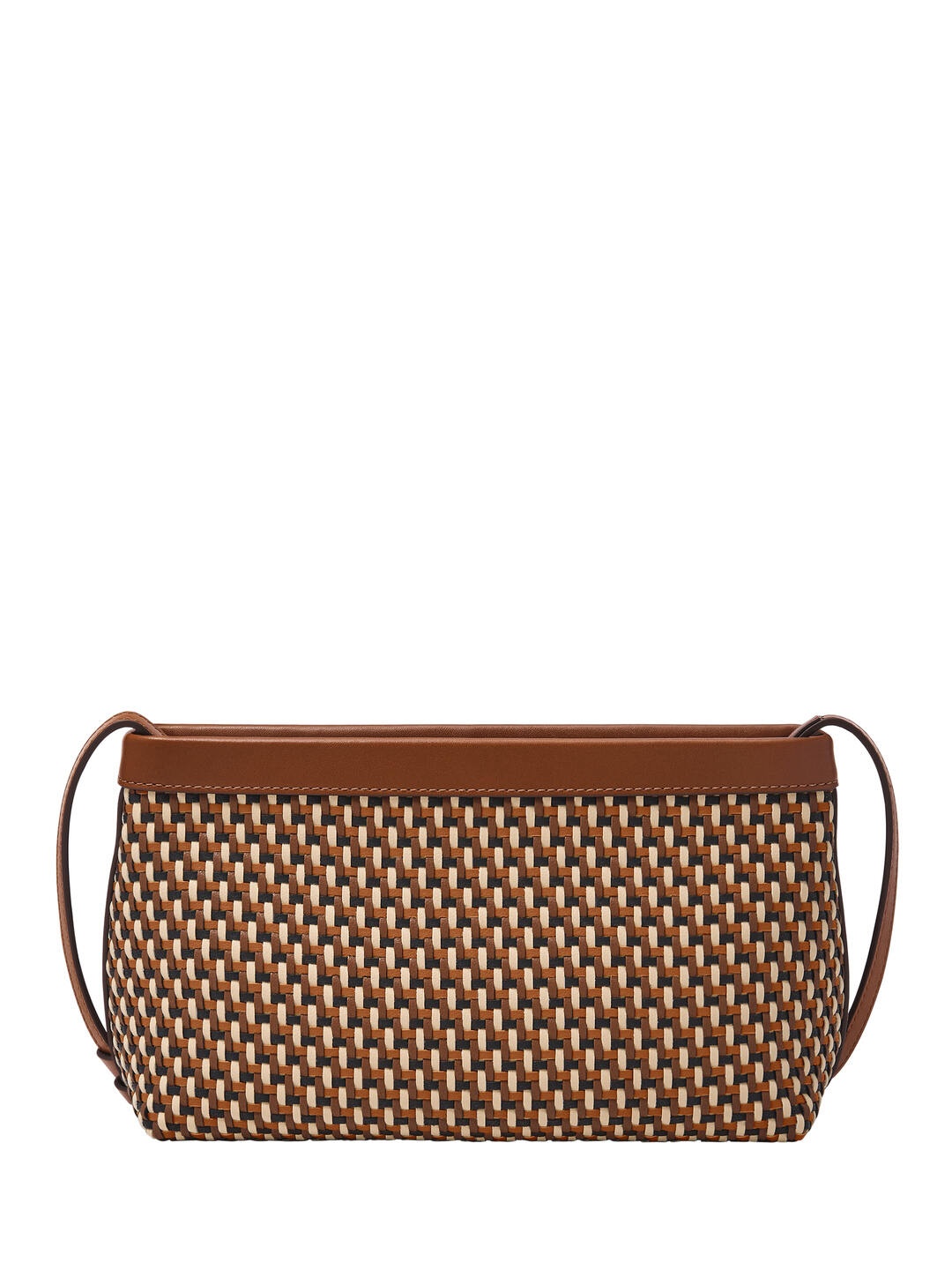 

Fossil Printed PU Swagger Satchel with Cut Work, Brown