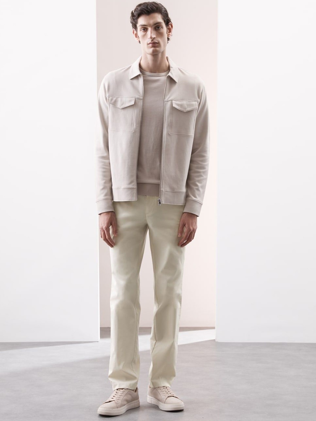 

Marks & Spencer Men High-Rise Chinos Trousers, Beige