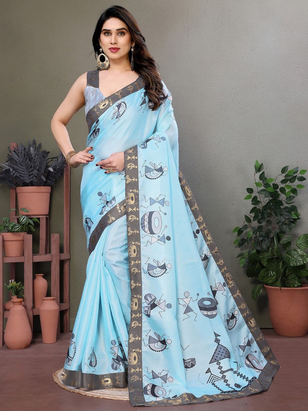 

KALINI Ethnic Motifs Printed Saree, Blue