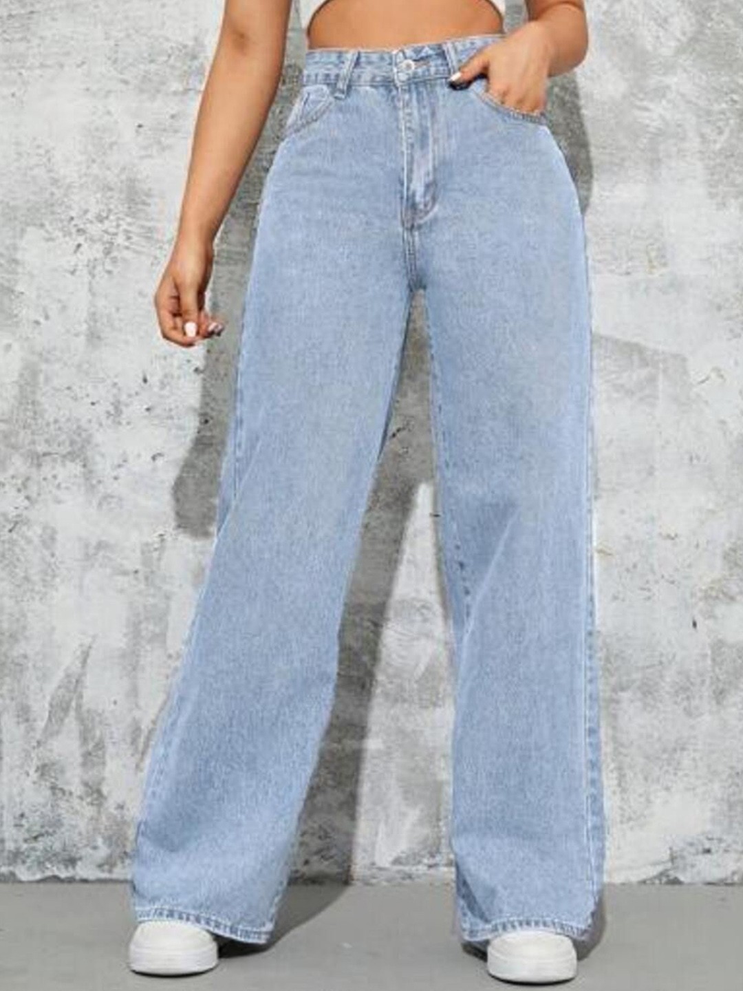 

KASHIAN Women Jean Boyfriend Fit High-Rise Stretchable Jeans, Blue