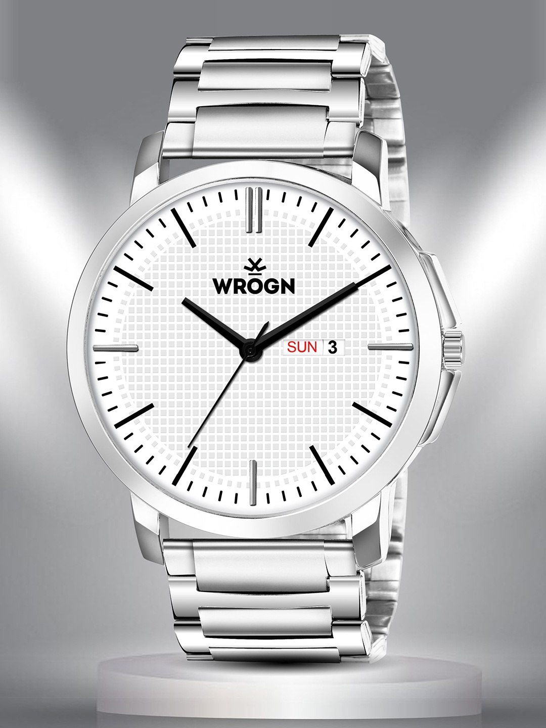 

WROGN Men Brass Dial & Stainless Steel Bracelet Style Straps Analogue Watch WR-6607-White