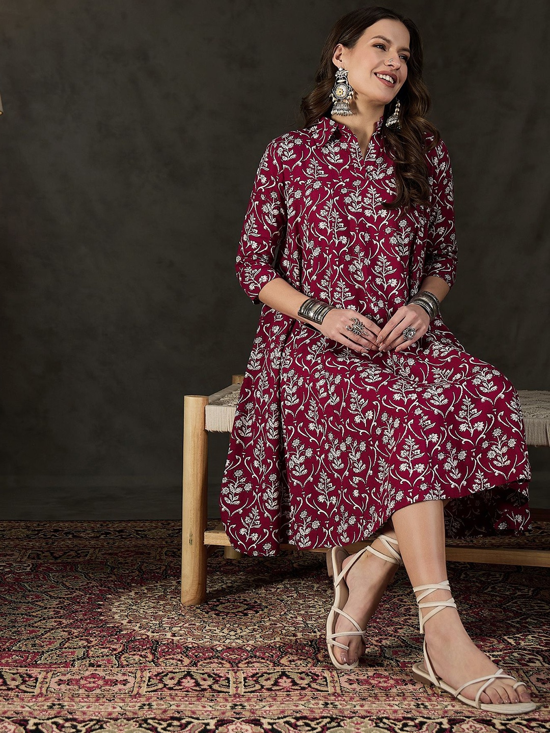 

InWeave Floral Print A-Line Dress, Purple