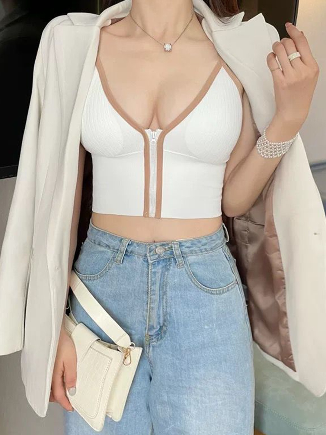 

MADE FOR HER LABEL Bralette Crop Top, White