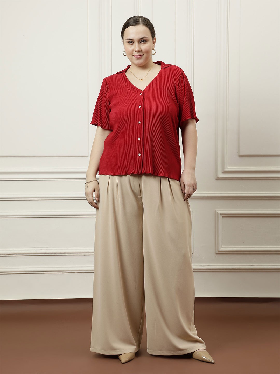 

Athena Ample Women Relaxed Opaque Casual Shirt, Red