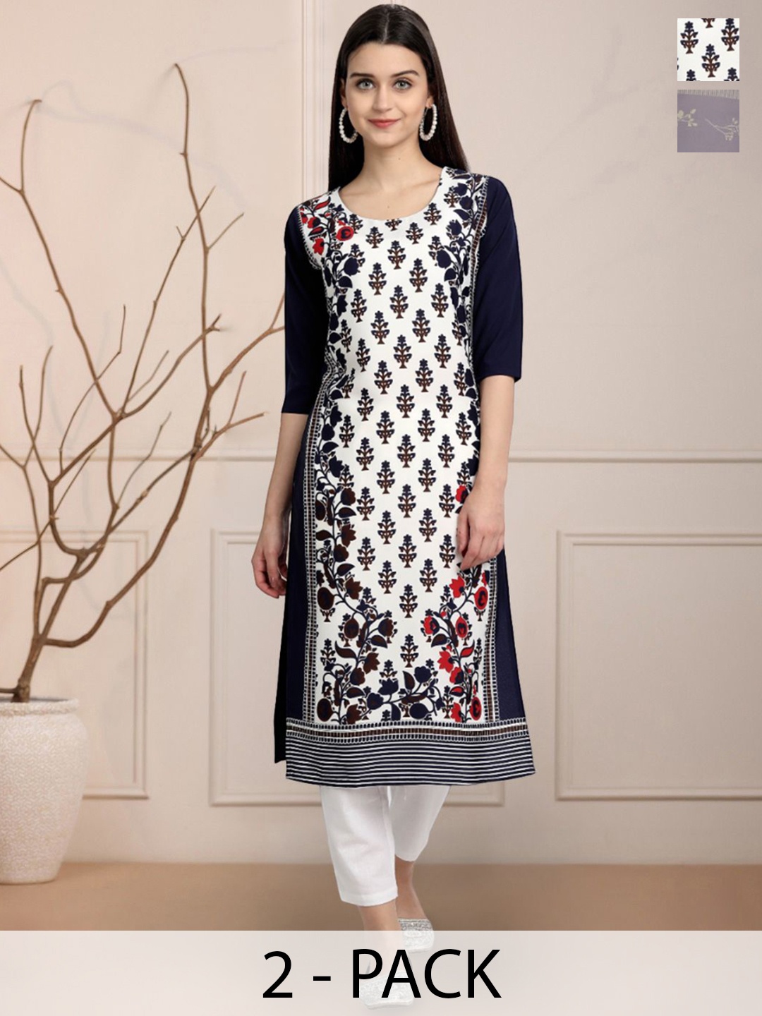 

Moda Rapido Women Ethnic Motifs Printed Floral Crepe Kurta, Multi