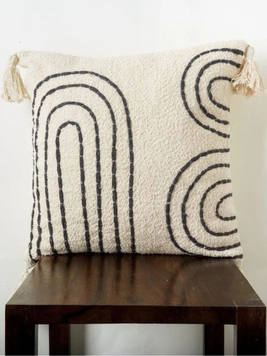 

Aura Beige And Black Self Design Cotton Square Cushion Covers