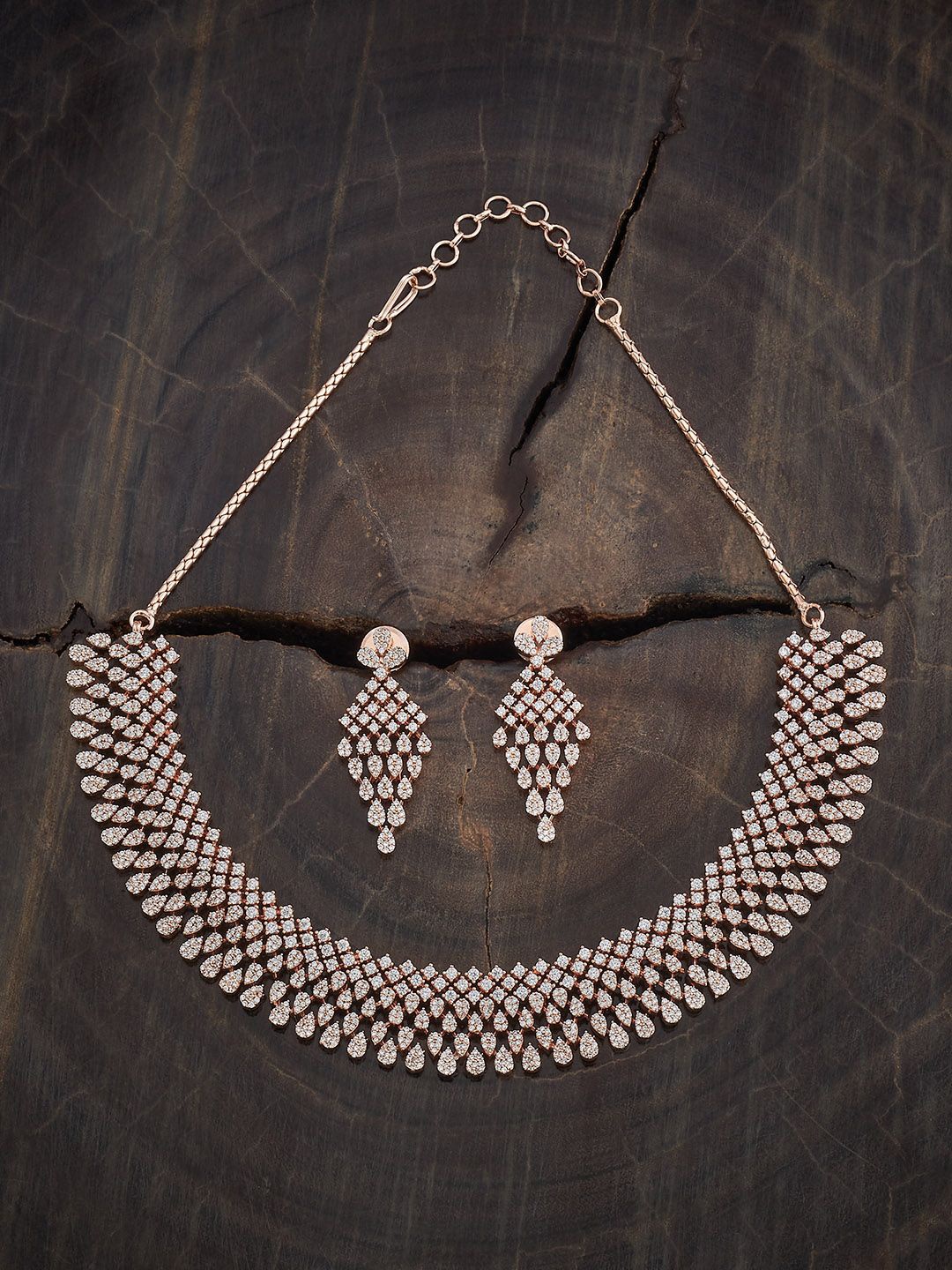 

Kushal's Fashion Jewellery Rose Gold-Plated Cubic Zirconia-Studded Jewellery Set
