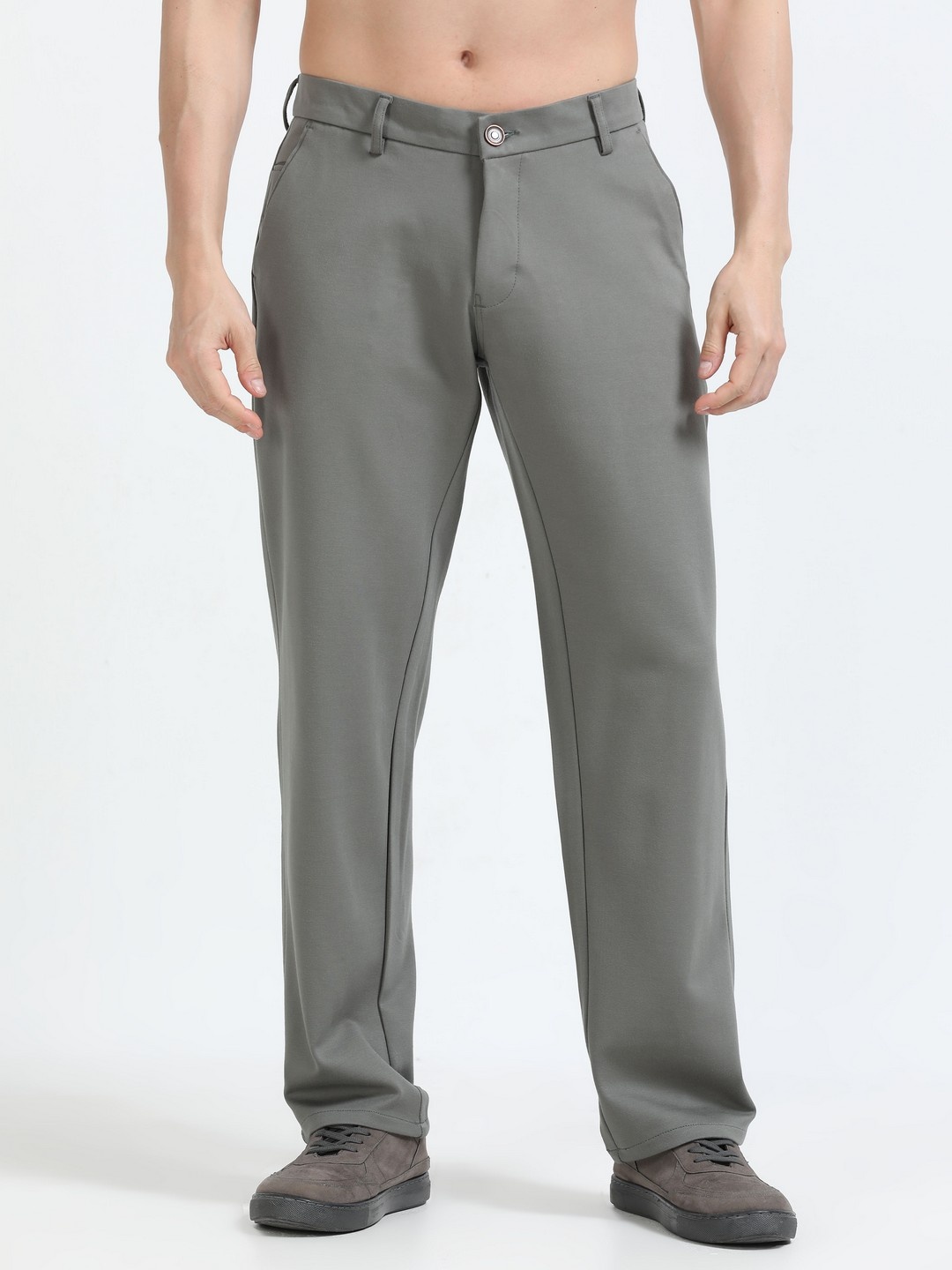 

NEVER NEUD Men Relaxed Tencil Leisure Regular Trousers, Grey