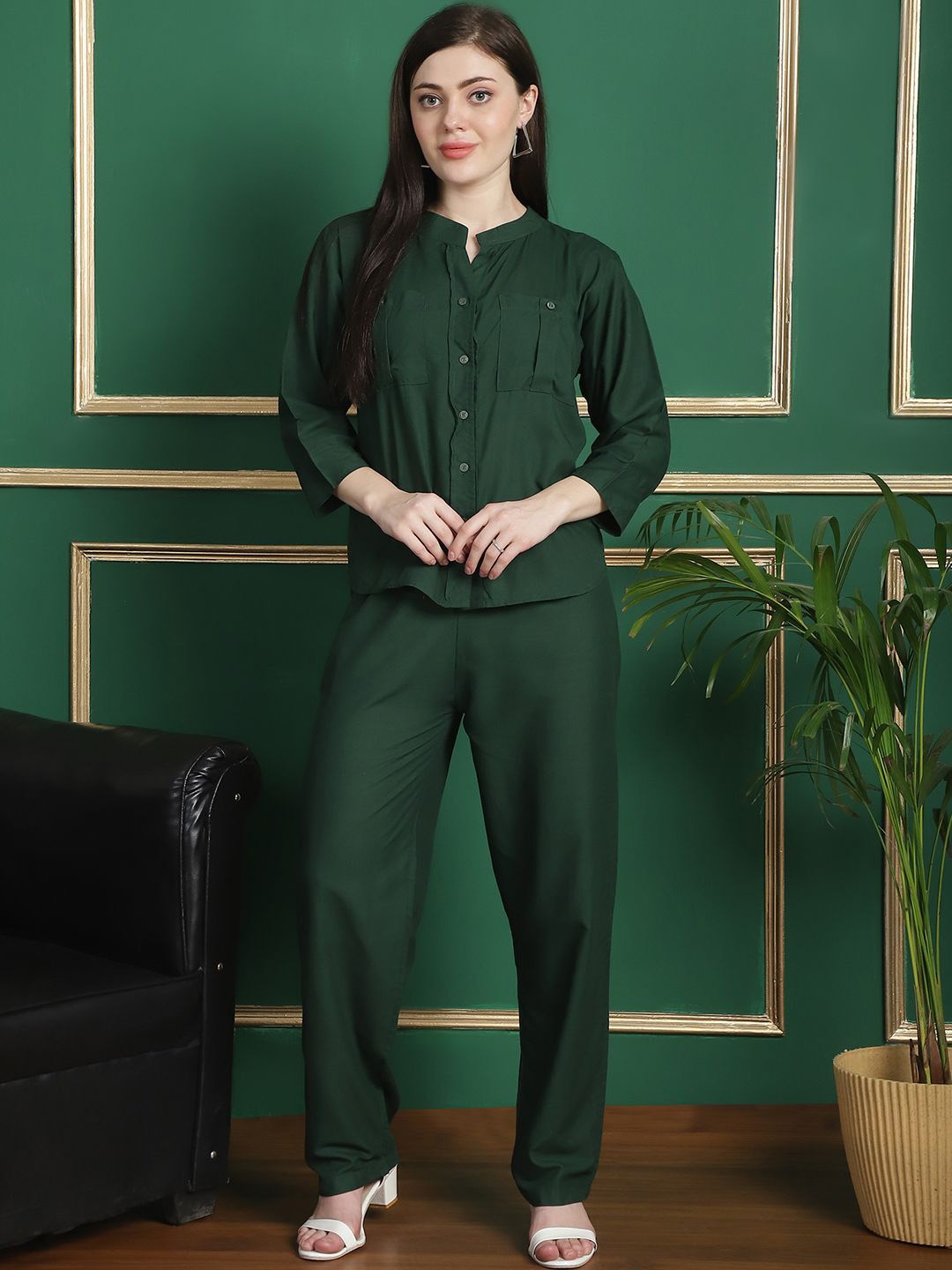

Valles365 by S.C. Shirt & Trousers Co-ords set, Green