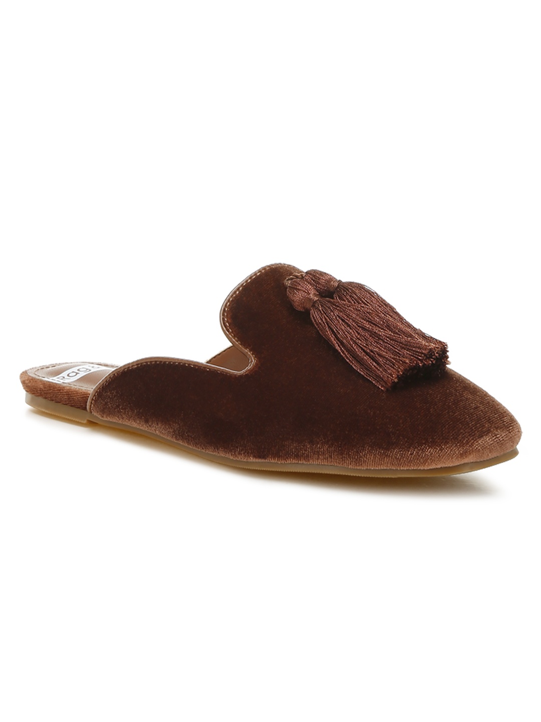 

RAG & CO Women Mules with Tassels Flats, Brown