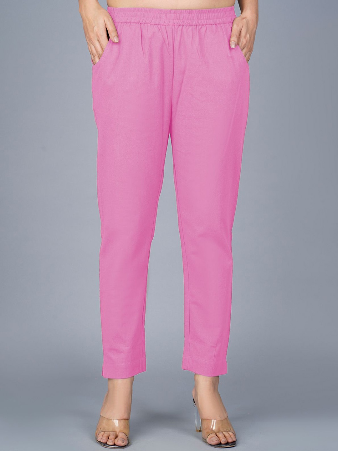 

GiftyBasket Women Cotton Regular Trousers, Pink