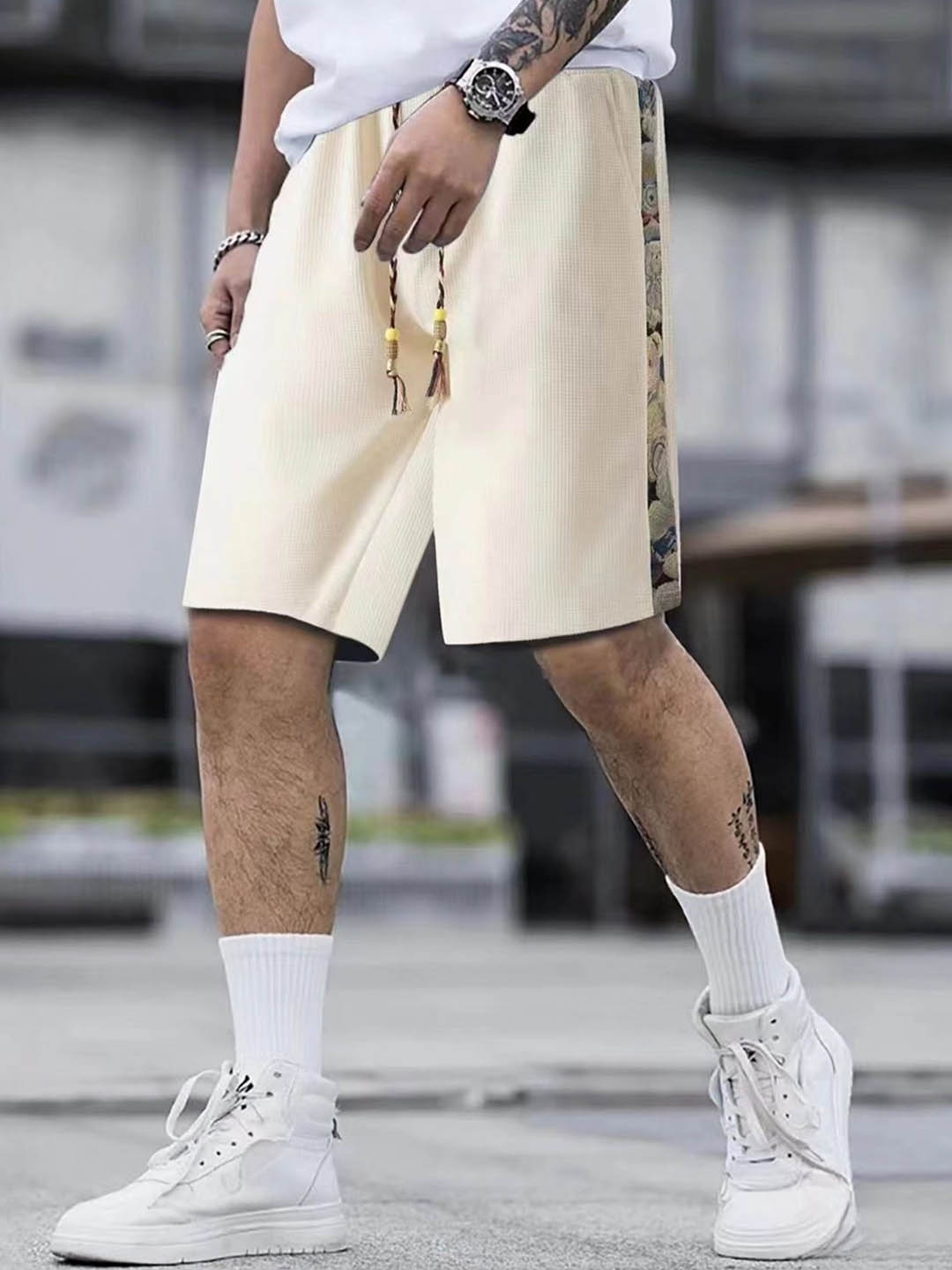 

StyleCast x Revolte Men Printed Shorts, Beige
