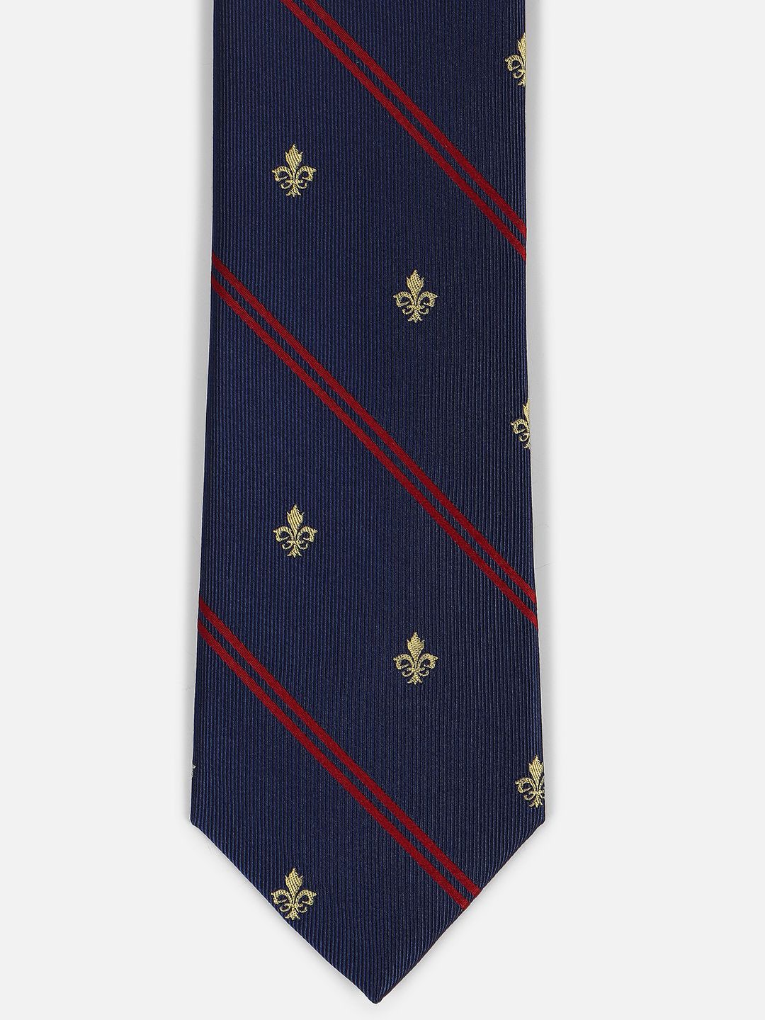 

Louis Philippe Men Woven Design Skinny Tie, Navy blue