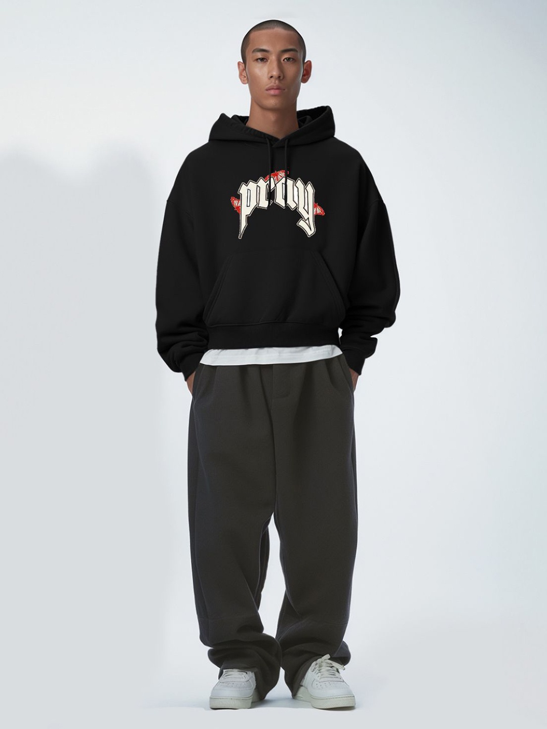 

TheBTclub Men Pray Hooded Sweatshirt XXS, Black