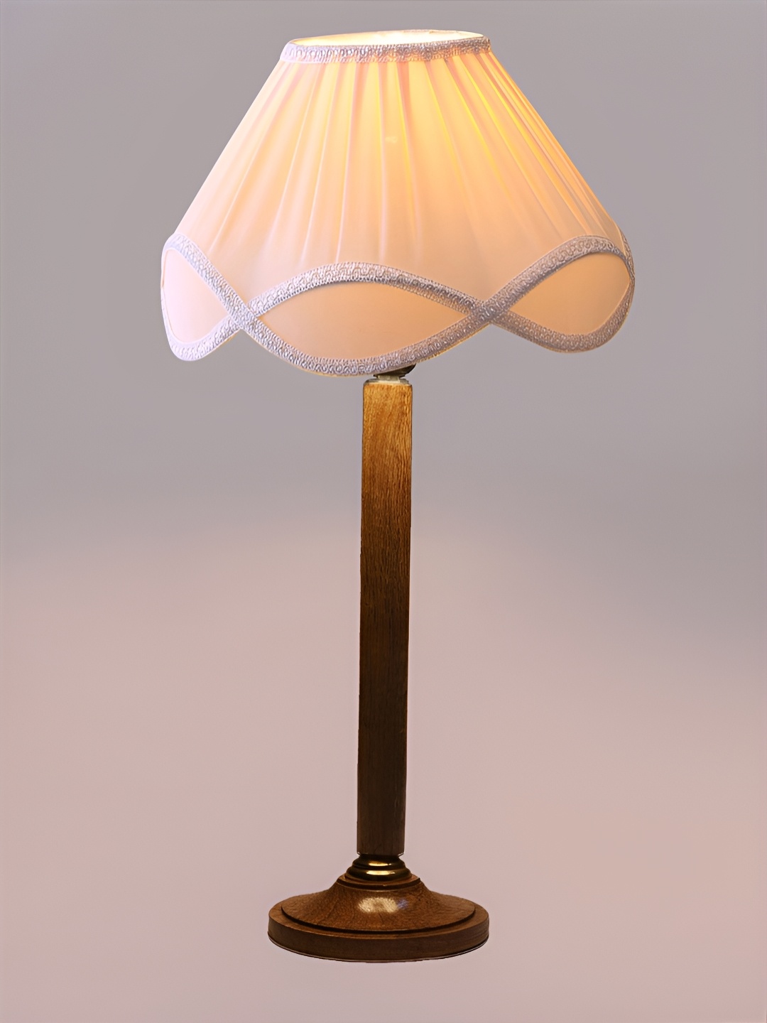 

Devansh Off White & Brown Wooden Frustum Shaped Table Lamp