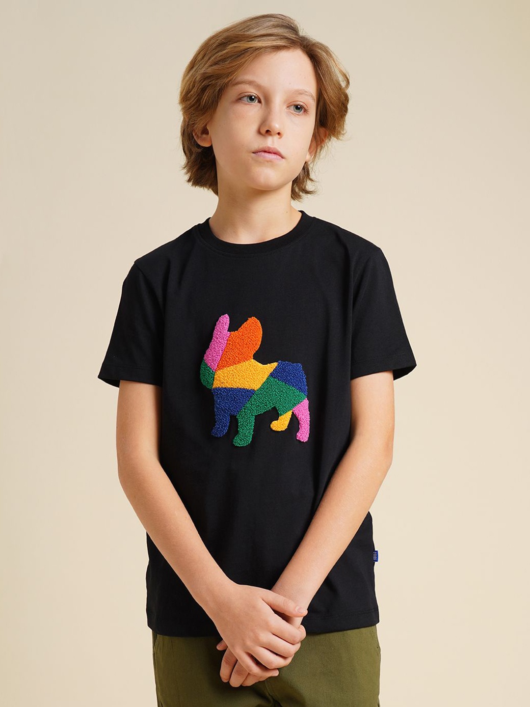 

Jack & Jones Junior Boys Graphic Printed Round Neck Cotton T-shirt, Black