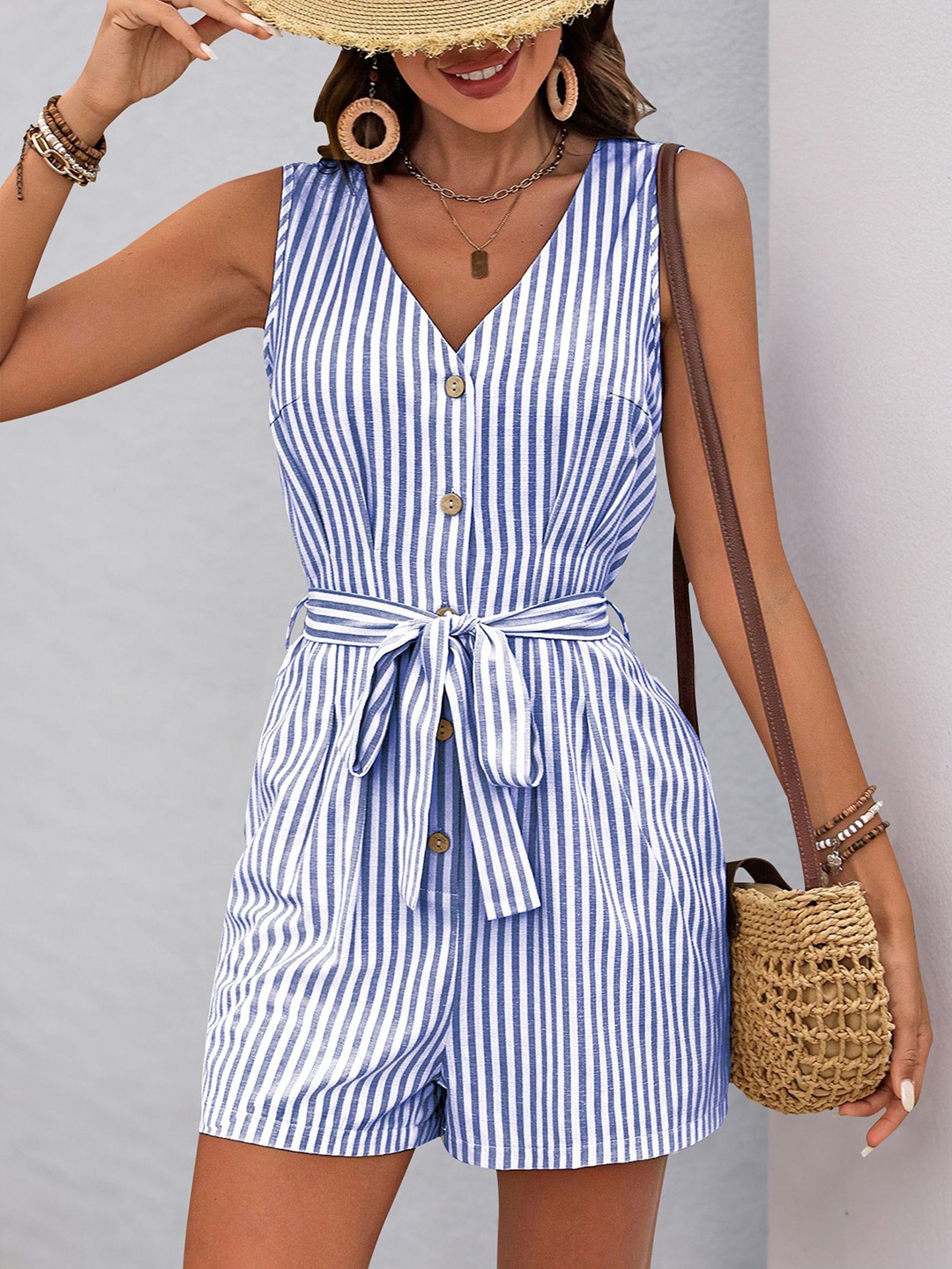 

StyleCast x Revolte Striped Jumpsuit, Blue