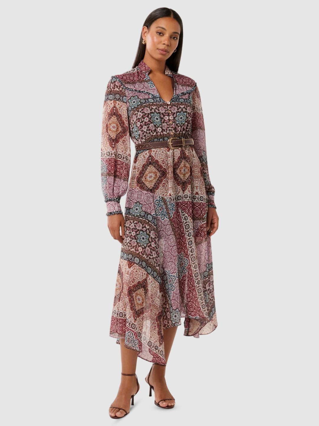 

Forever New Print Bishop Sleeve A-Line Midi Dress, Multi