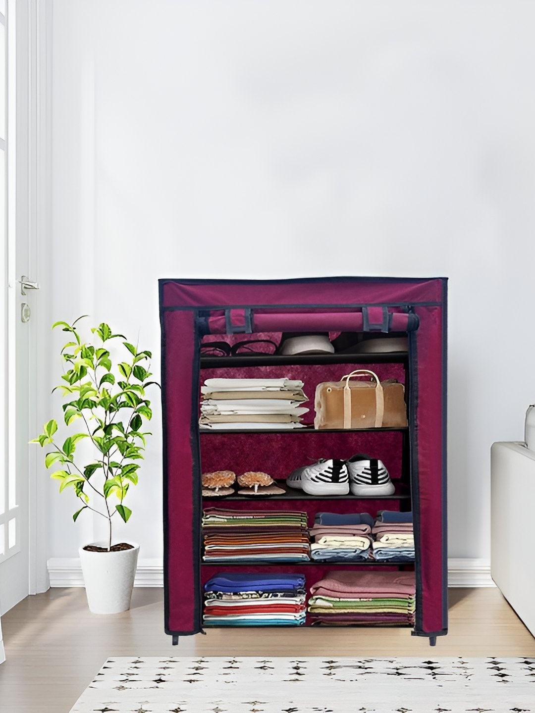 

Urban Choice Maroon & Black 5 Layer Multi-Utility Rack Cover