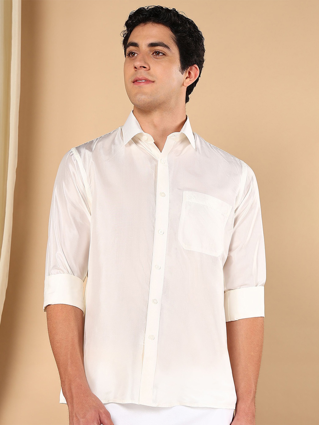 

TATTVA Men Classic Slim Fit Opaque Party Shirt, White