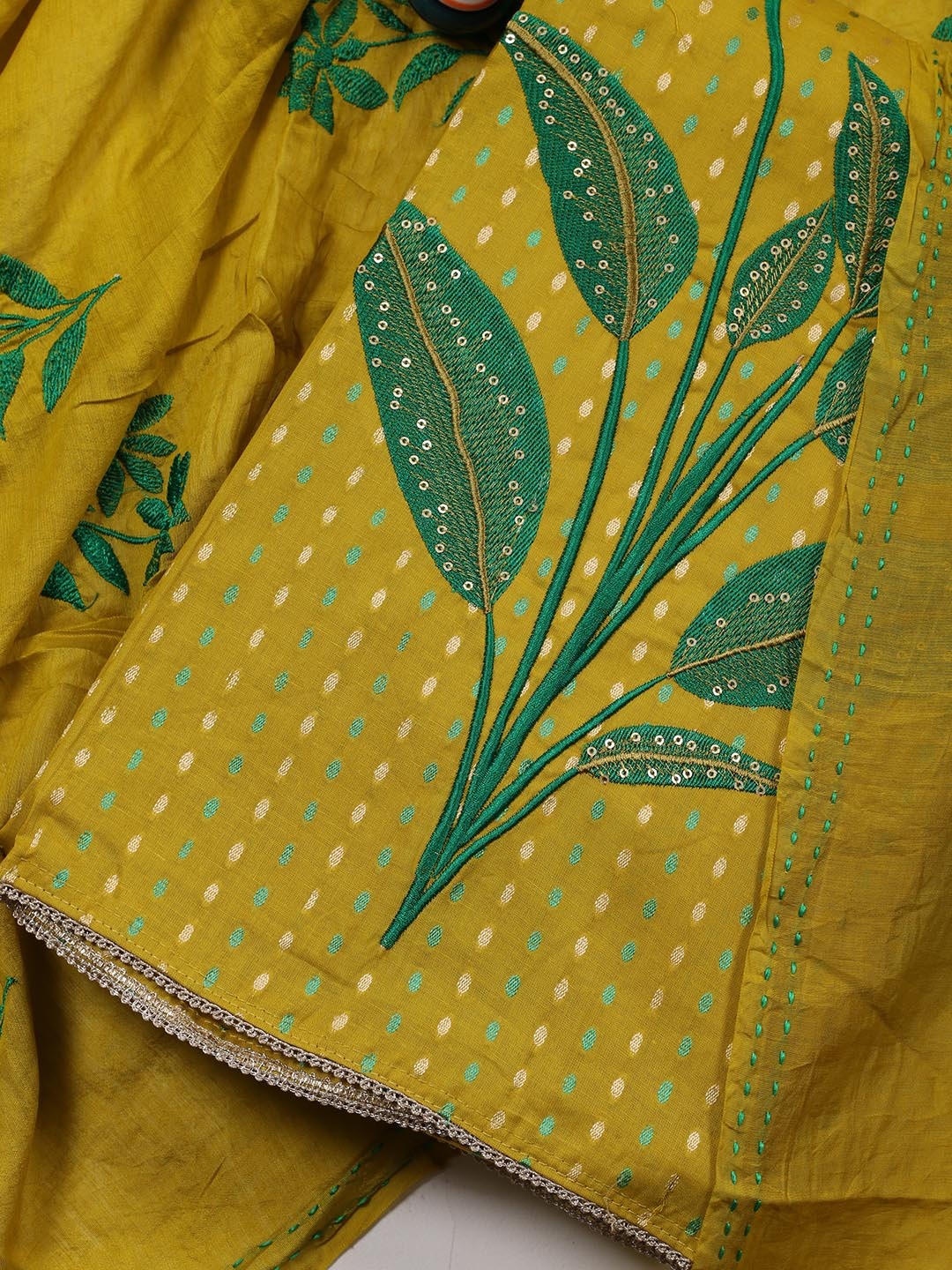 

Meena Bazaar Unstitched Dress Material, Mustard