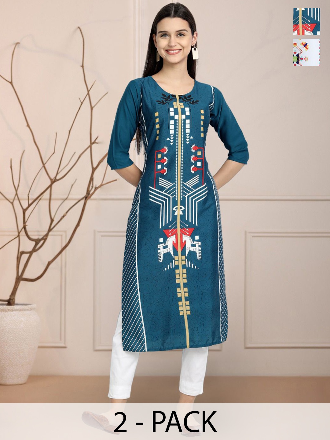 

Moda Rapido Women Ethnic Motifs Printed Floral Crepe Kurta, Multi