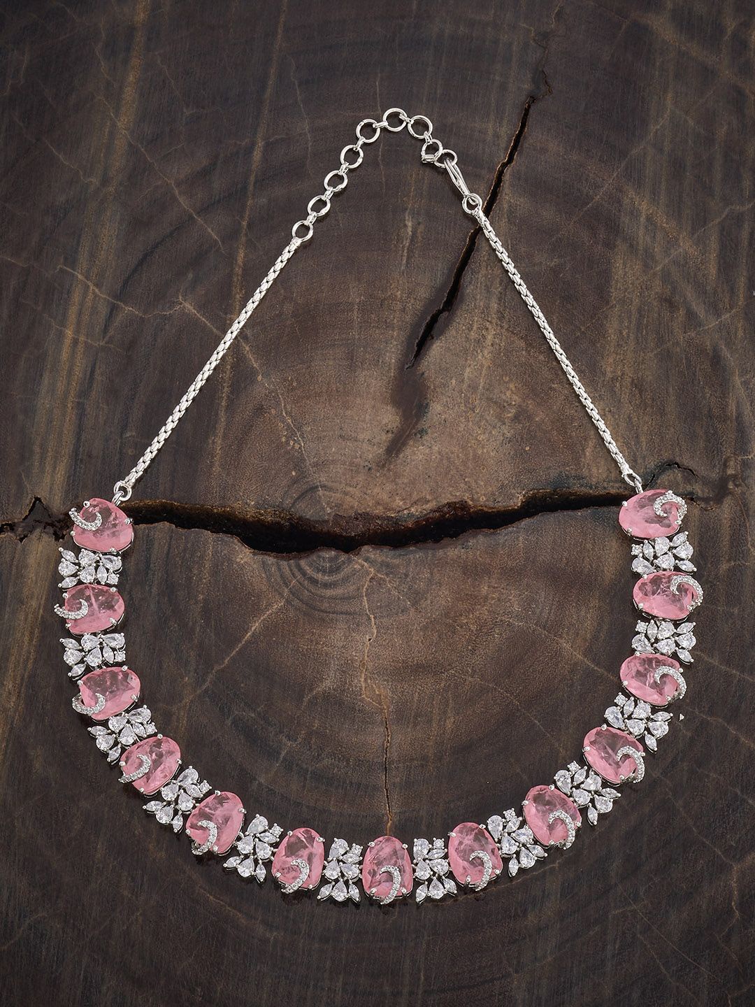 

Kushal's Fashion Jewellery Copper Pink Rhodium-Plated Cubic-Zircon Necklace, Silver