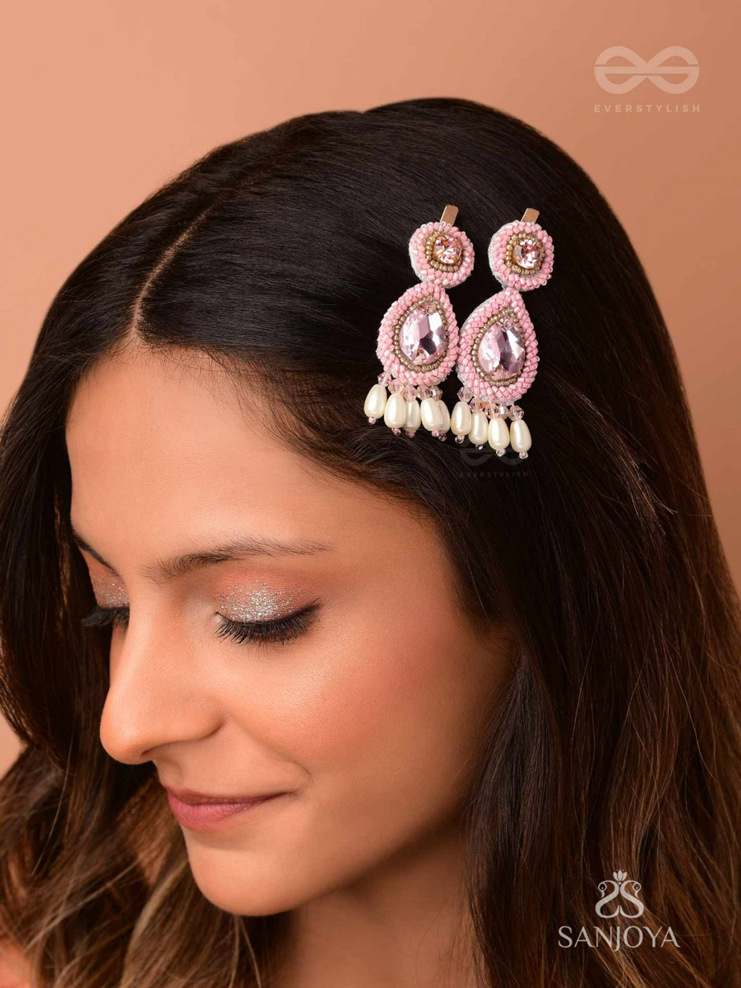 

EVERSTYLISH Women Set of 2 Embellished Alligator Hair Clip, Pink