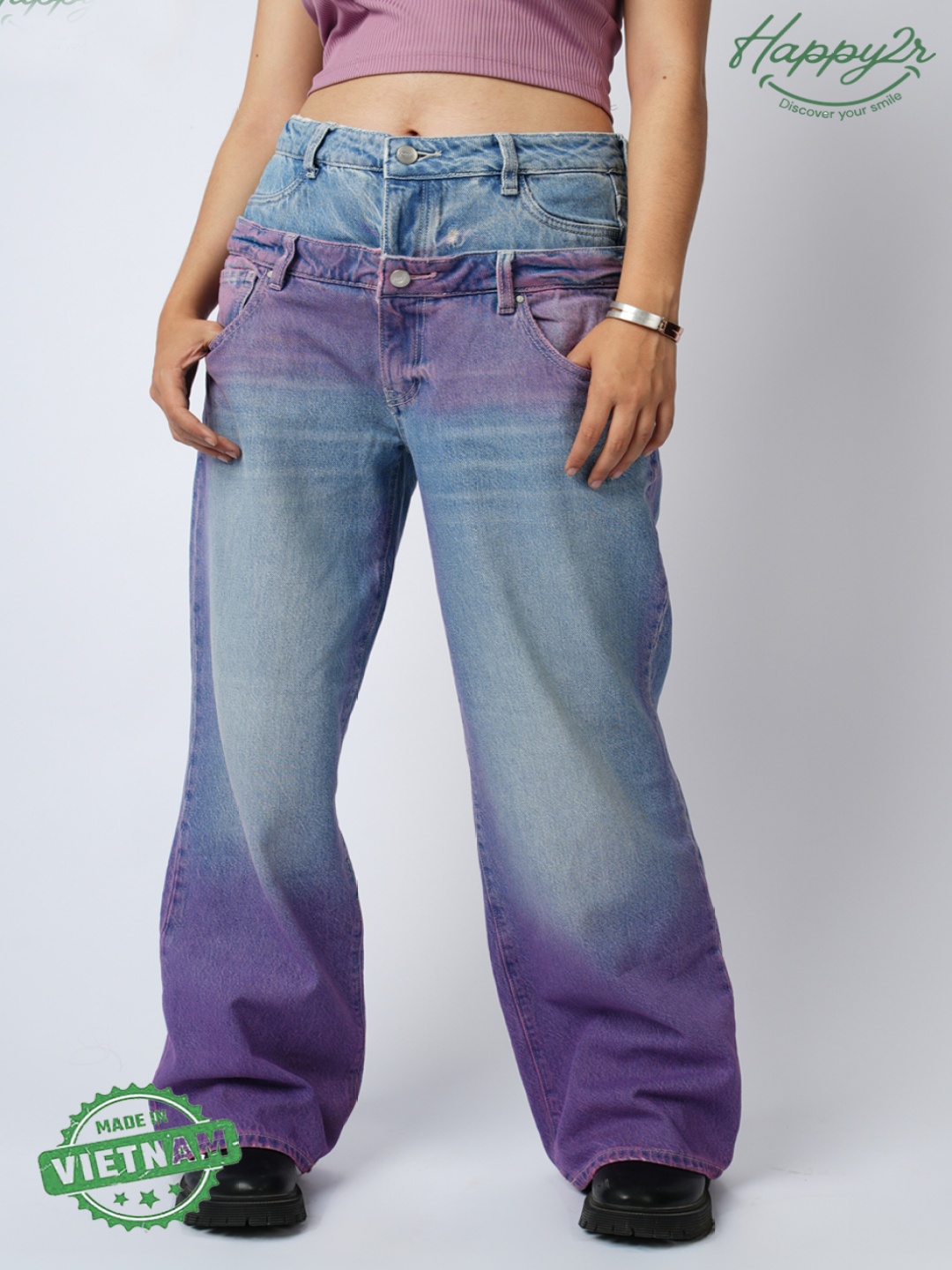 

Happy2r Women Low Distress Heavy Fade Jeans, Blue