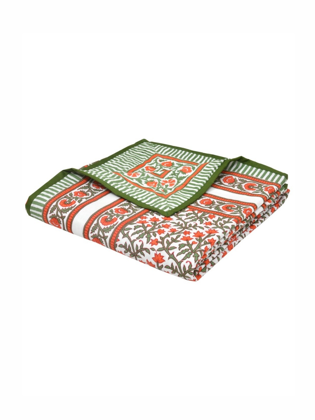 

Myntra Elegant Homes Green & Red Ethnic Motifs Cotton 150 GSM AC Room Single Bed Dohar