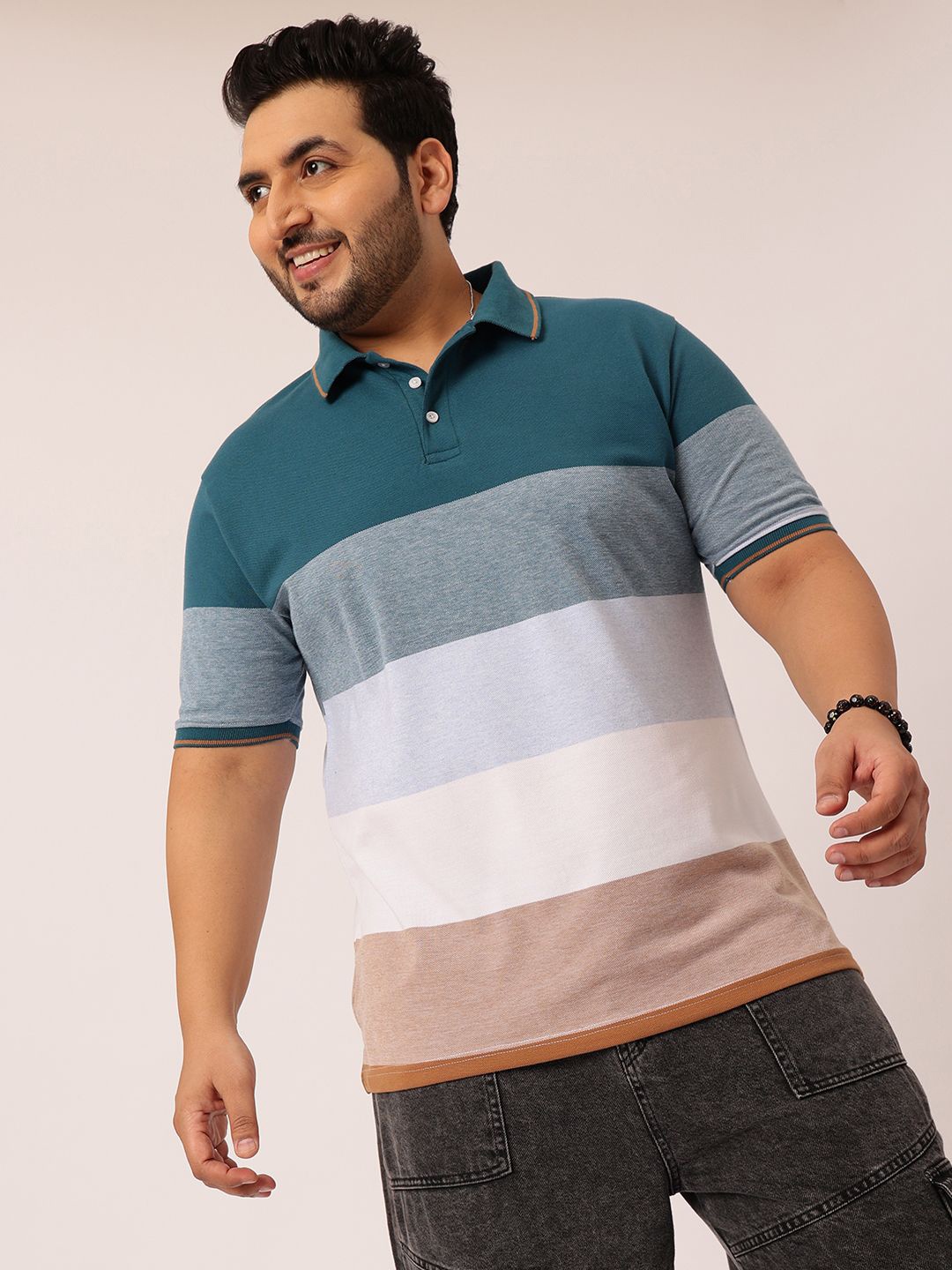 

Toodle Plus Plus Size Polo Collar Pure Cotton T-Shirt, Navy blue