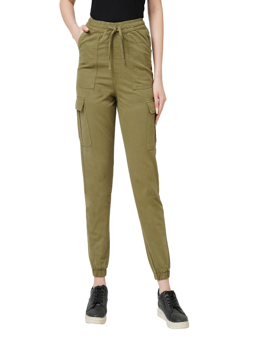 

Kraus Jeans Women High-Rise Cargos Trousers, Olive