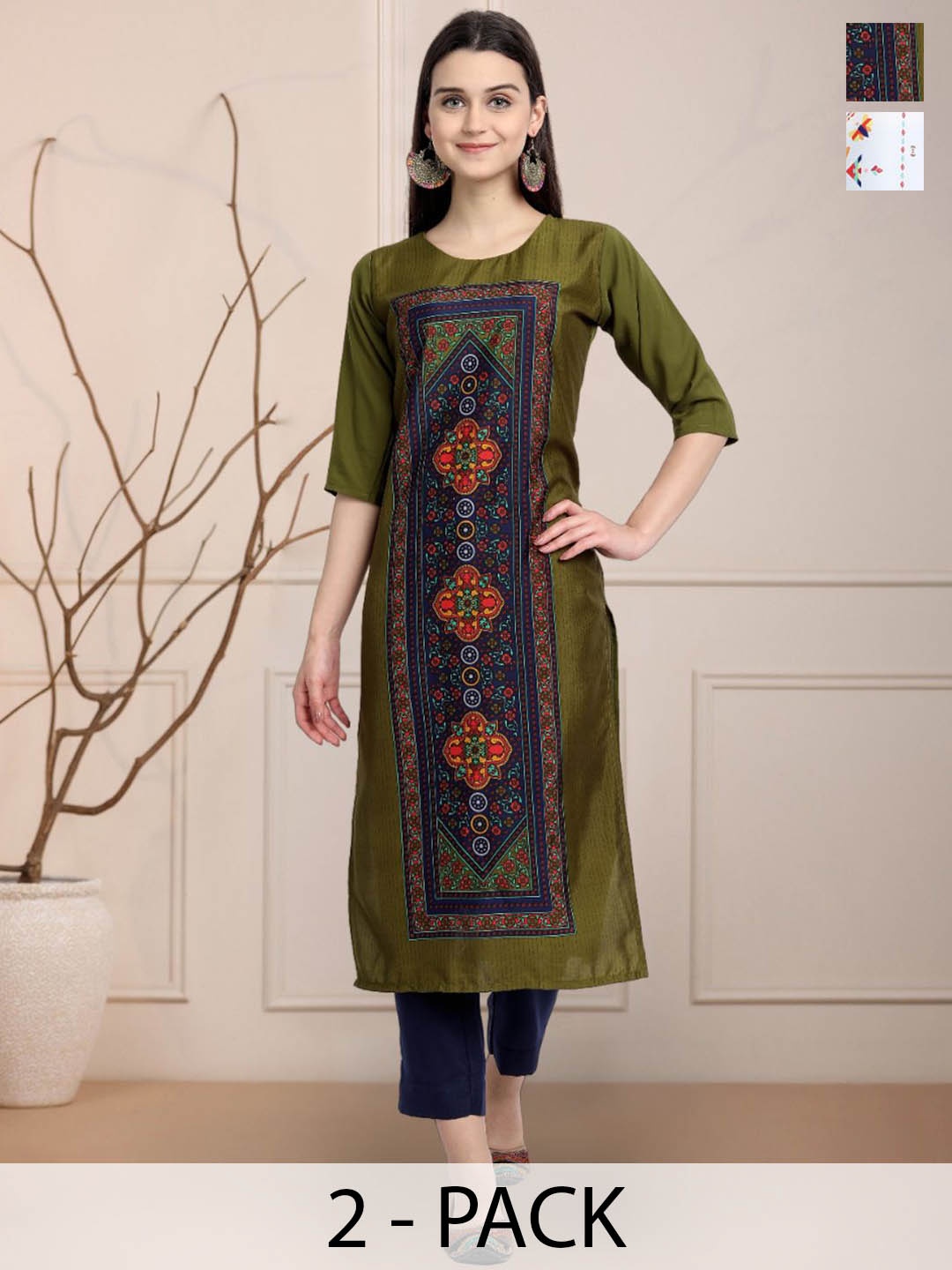 

Moda Rapido Women Ethnic Motifs Printed Floral Crepe Kurta, Multi