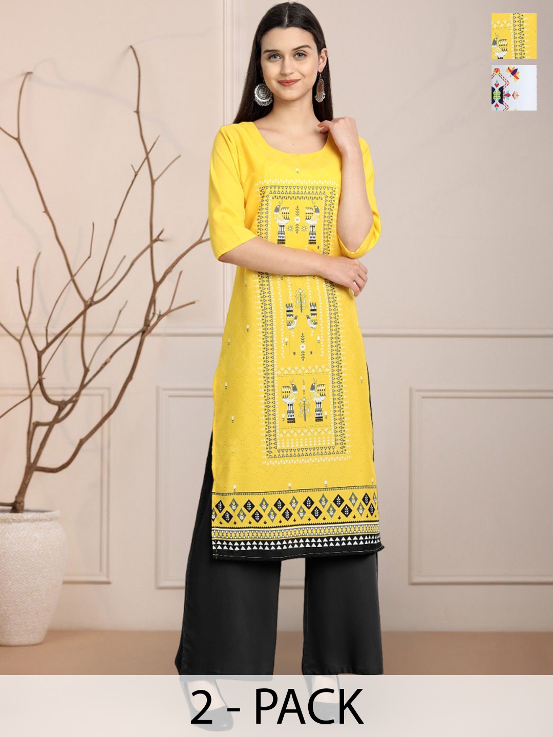 

Moda Rapido Women Ethnic Motifs Printed Floral Crepe Kurta, Multi