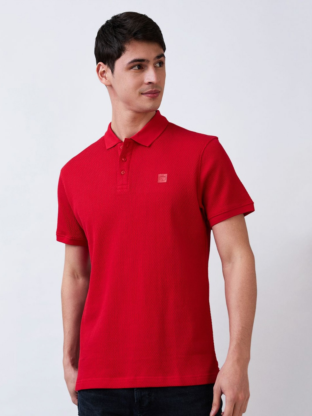 

SPYKAR Men Solid Polo Collar Cotton Slim Fit T-shirt, Red