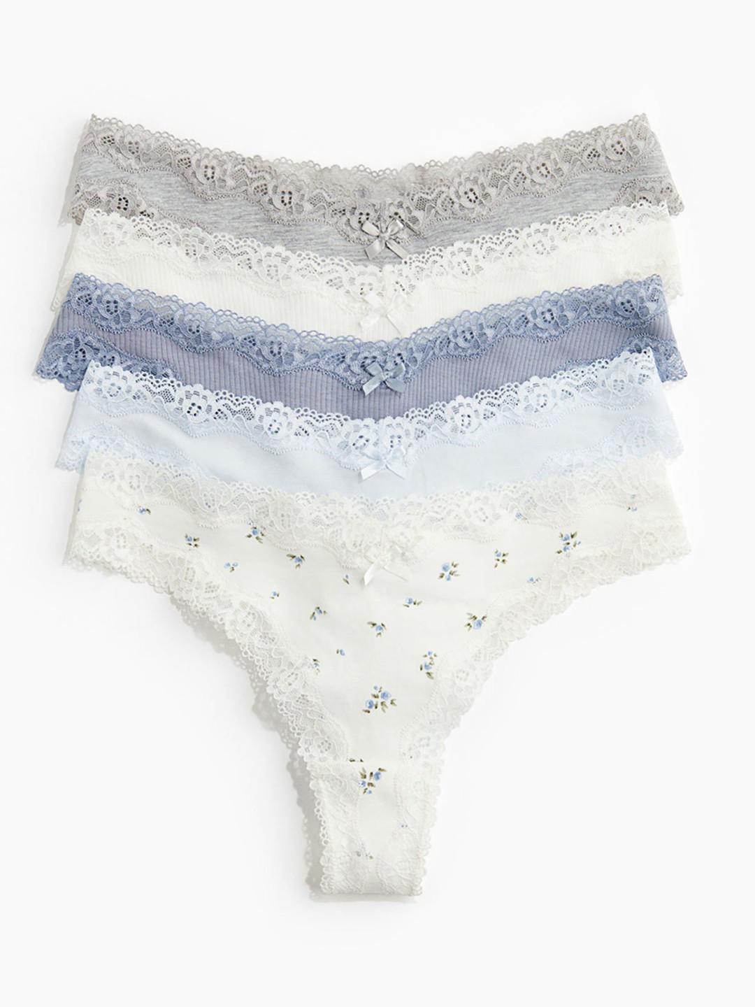 

H&M 5-Pack Cotton & Lace Brazilian Briefs, White