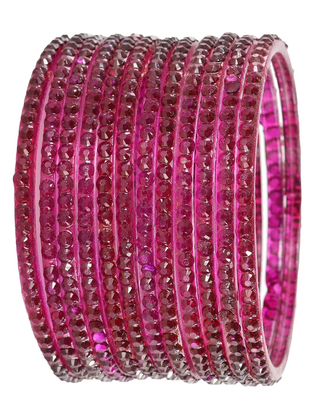 

LAVAZZA Set Of 12 Crystals Stone-Studded Bangles, Purple