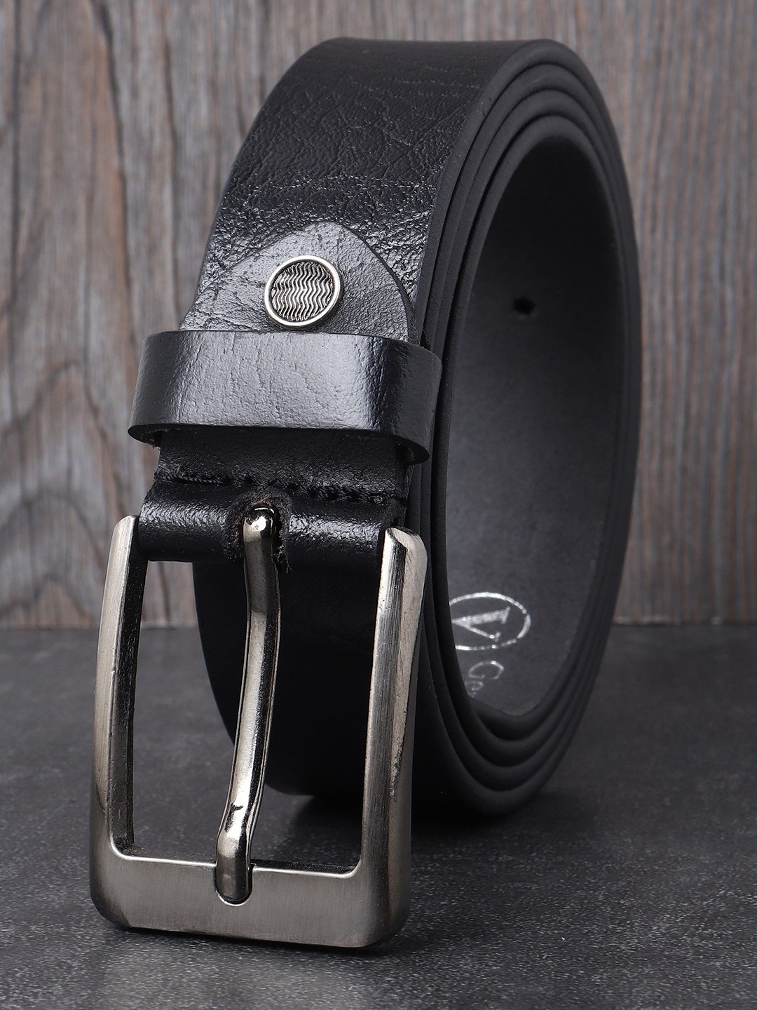 

Metronaut Men Textured Leather Reversible Formal Belt, Black