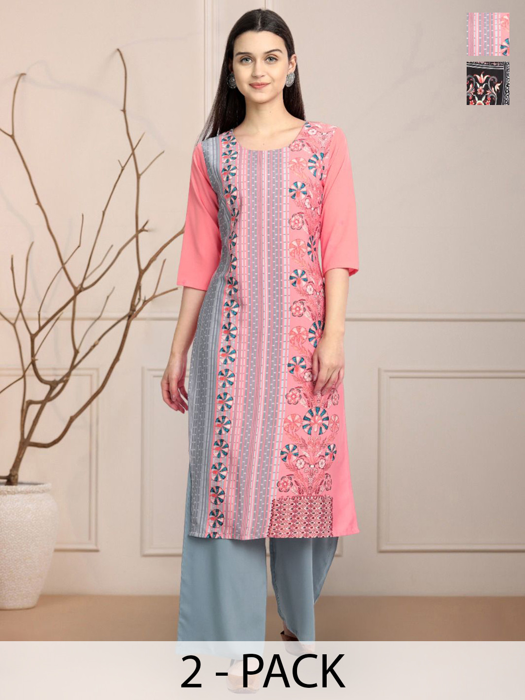 

Moda Rapido Women Ethnic Motifs Printed Floral Crepe Kurta, Multi