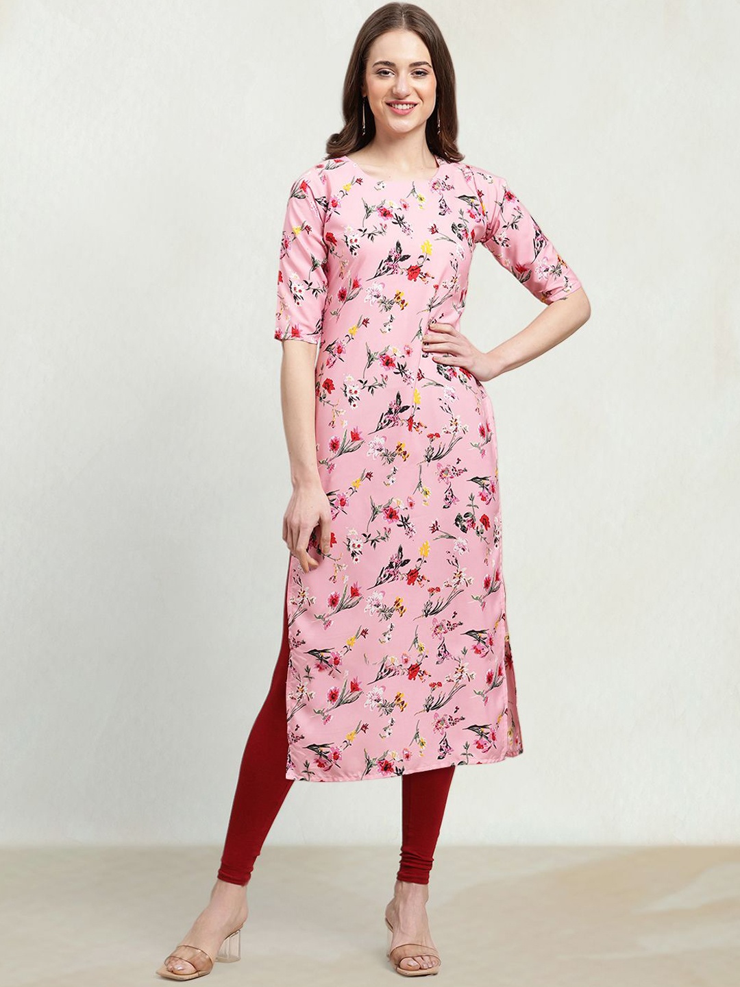 

Moda Rapido Floral Printed Straight Kurta, Pink