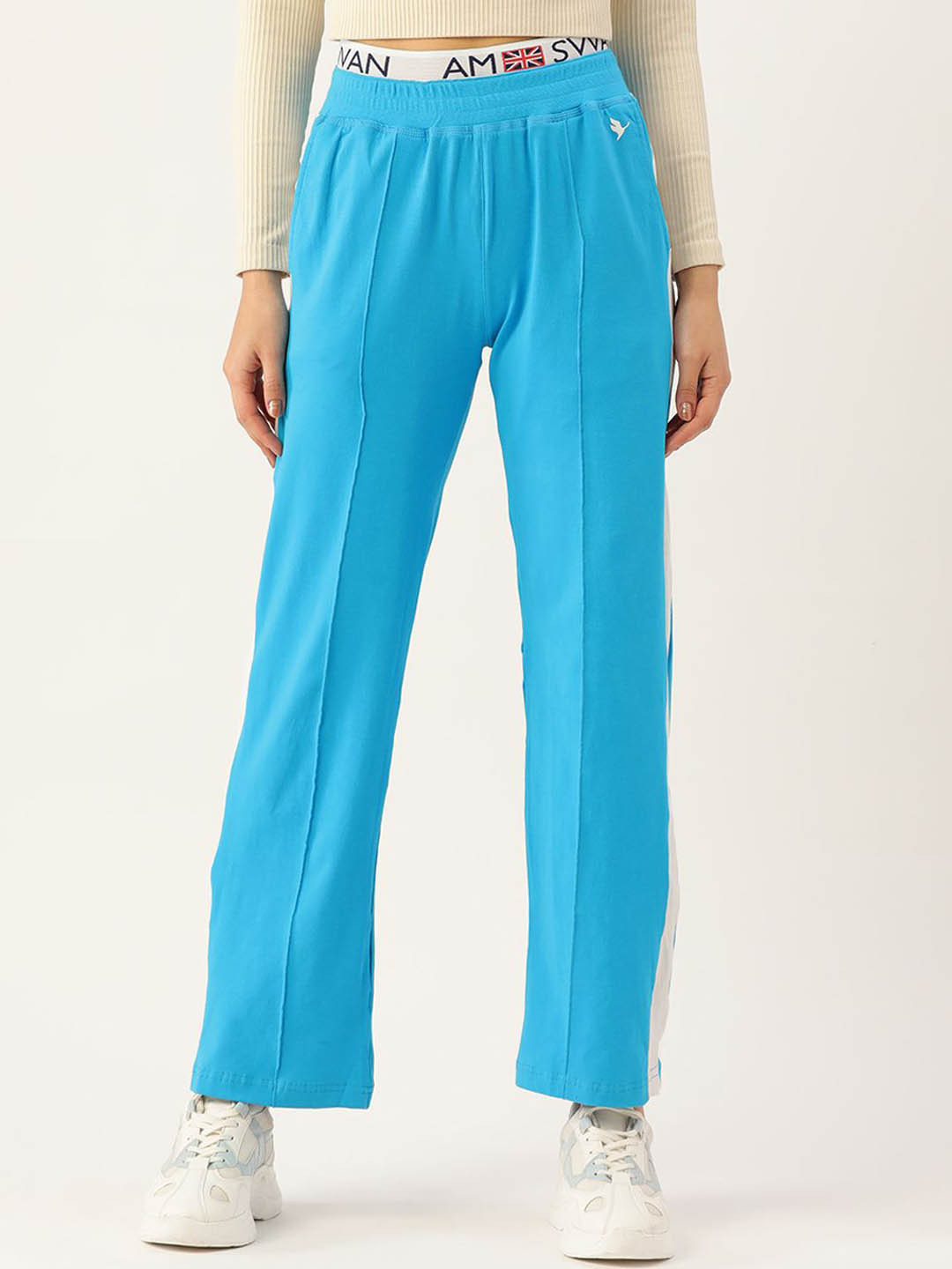 

AMSWAN Women High-Rise Smart Fit Track Pant, Blue