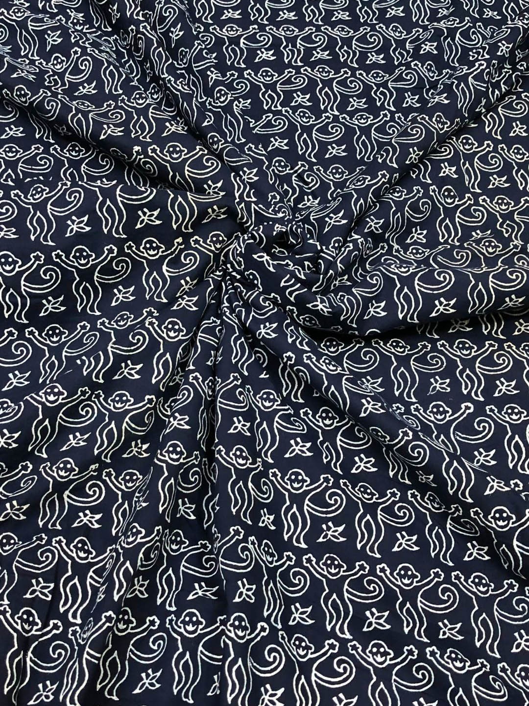 

PALASH Printed Pure Cotton Unstitched Dress Material, Navy blue
