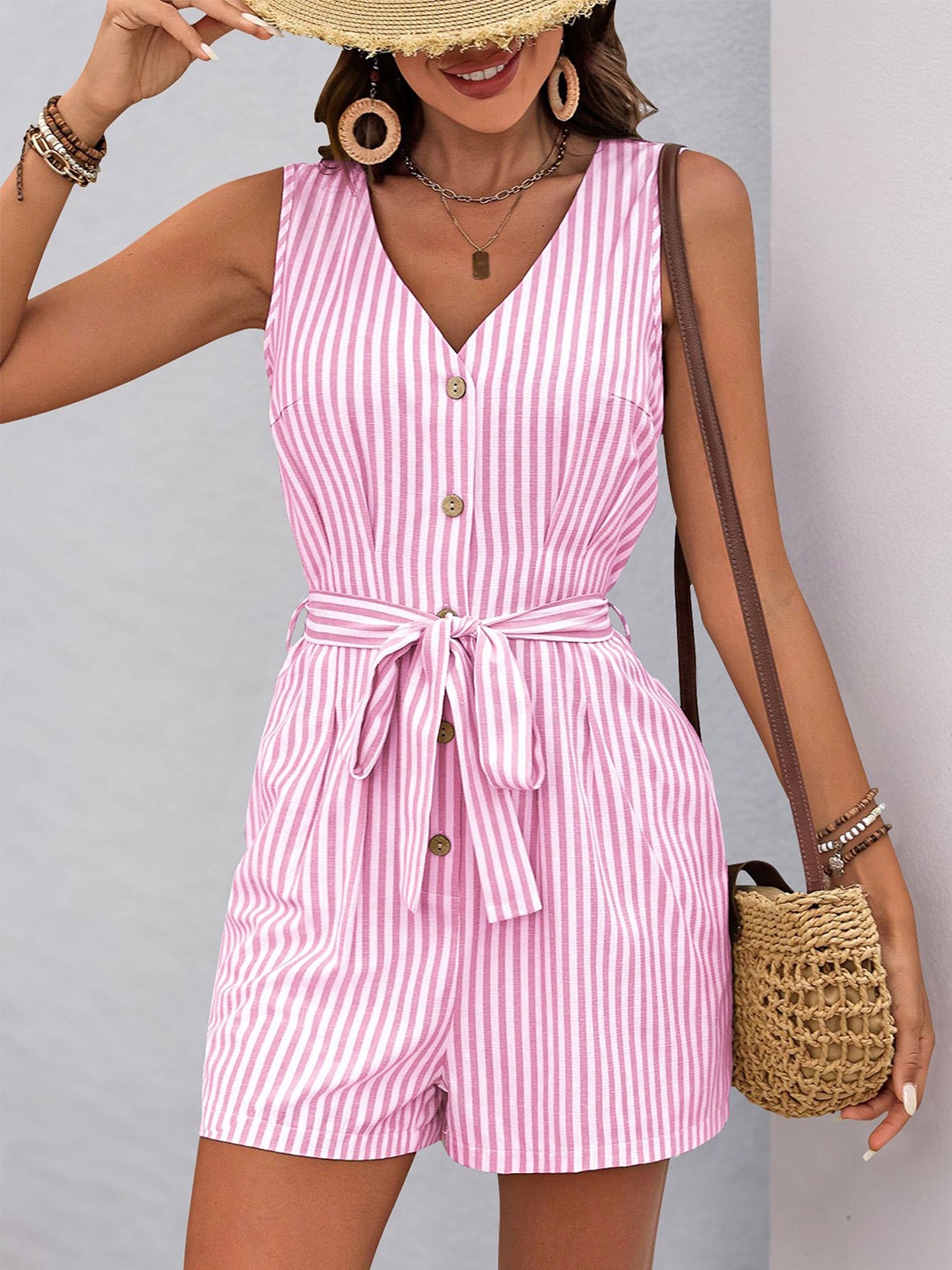

StyleCast x Revolte Striped Jumpsuit, Pink