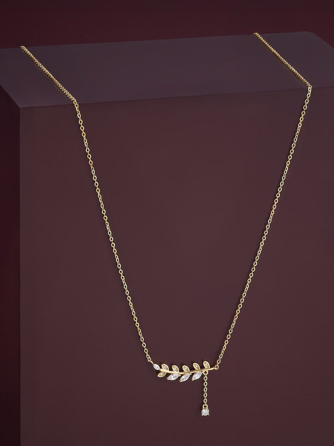 

Kushal's Fashion Jewellery 92.5 Silver White Gold-Plated Stone-Studded Necklace
